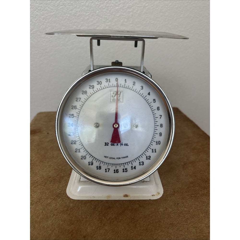 Vintage Hanson Model 2000 Kitchen Utility Scale 25 lb. White‎ Metal Made in USA
